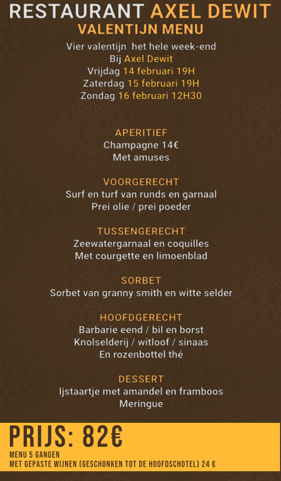 Valentijn menu flyer